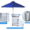 White Custom Deluxe Valet Podium with Blue Umbrella